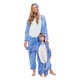 Pijamale copii Nikcorp Kigurumi model Stitch, albastru, gluga cu urechi, poliester