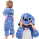 Pijamale copii Nikcorp Kigurumi model Stitch, albastru, gluga cu urechi, poliester