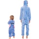 Pijamale copii Nikcorp Kigurumi model Stitch, albastru, gluga cu urechi, poliester