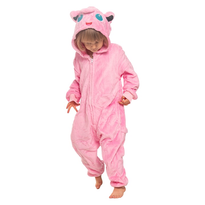 Pijamale copii Kigurumi Nikcorp Jiggly Puff, roz, material moale, poliester