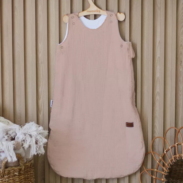 Sac de dormit Muminky, 100% bumbac, antialergic, roz, 0-18 luni
