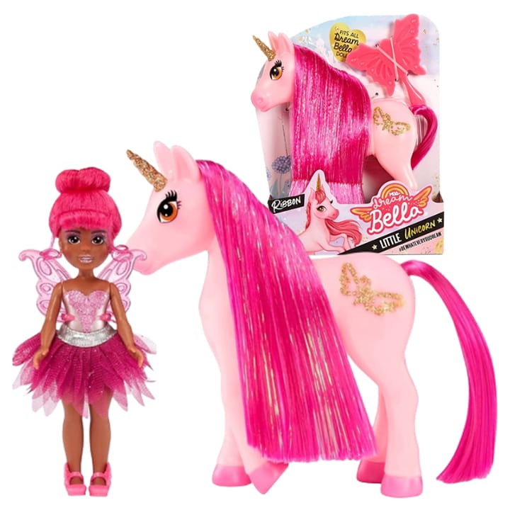 2 db-os Dream Bella baba szett, MGA, tündér és unikornis, szalag, rózsaszín