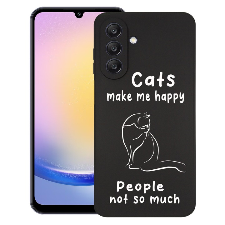 BestCase 0.8mm Slim Szilikon telefontok, kompatibilis modell Samsung Galaxy A56, Cats And People, Kamera védő, Fekete, 1992021 B 1852