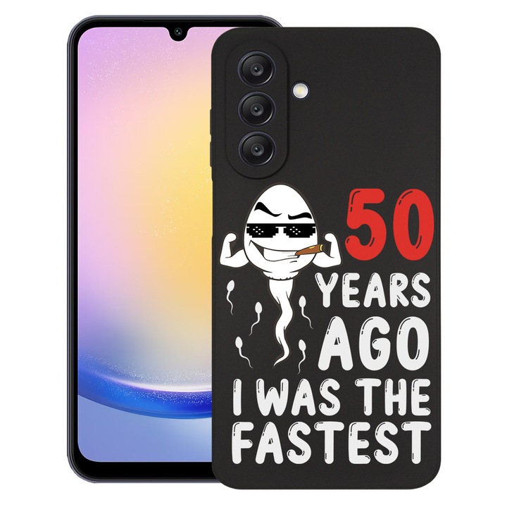 BestCase® Husa pentru Samsung Galaxy S23 FE, 50 Years ago I Was the fastes, Slim Silicon 0.8MM, Antisoc, Protectie camera si ecran, 2010091 B 1902