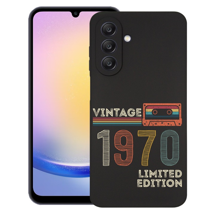 BestCase® Husa pentru Samsung Galaxy A55, Limited Edition 1970 - Vintage Tape, Slim Silicon 0.8MM, Antisoc, Protectie camera si ecran, 1788874 B 1966