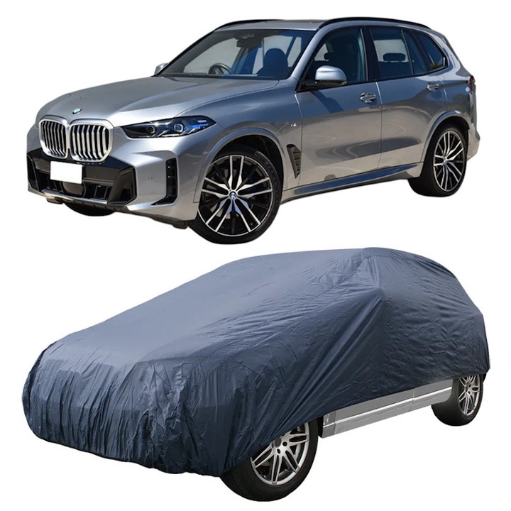 Prelata auto subtire din poliester tip fas cu saculet depozitare, compatibila cu BMW X5 - X6, Mercedes GLE - GLC, Audi Q7, Land Rover Discovery, Skoda Kodiaq