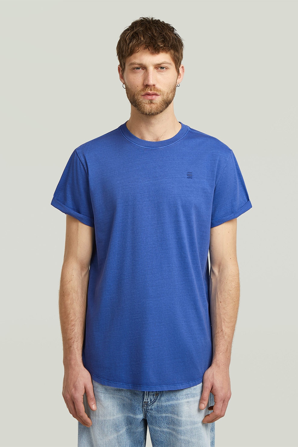 G-STAR, Tricou relaxed fit din bumbac organic Lash, Albastru royal, Albastru, M