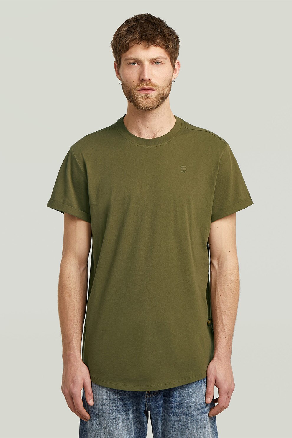 G-STAR, Tricou relaxed fit din bumbac organic Lash, Verde, Verde masliniu, S