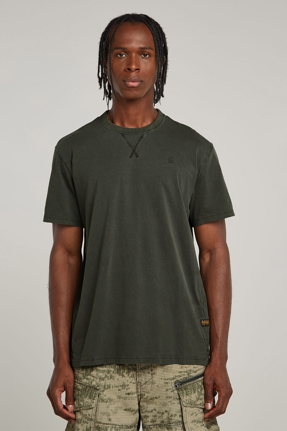 G-STAR, Tricou din bumbac organic Nifous, Gri, Gri inchis, XL