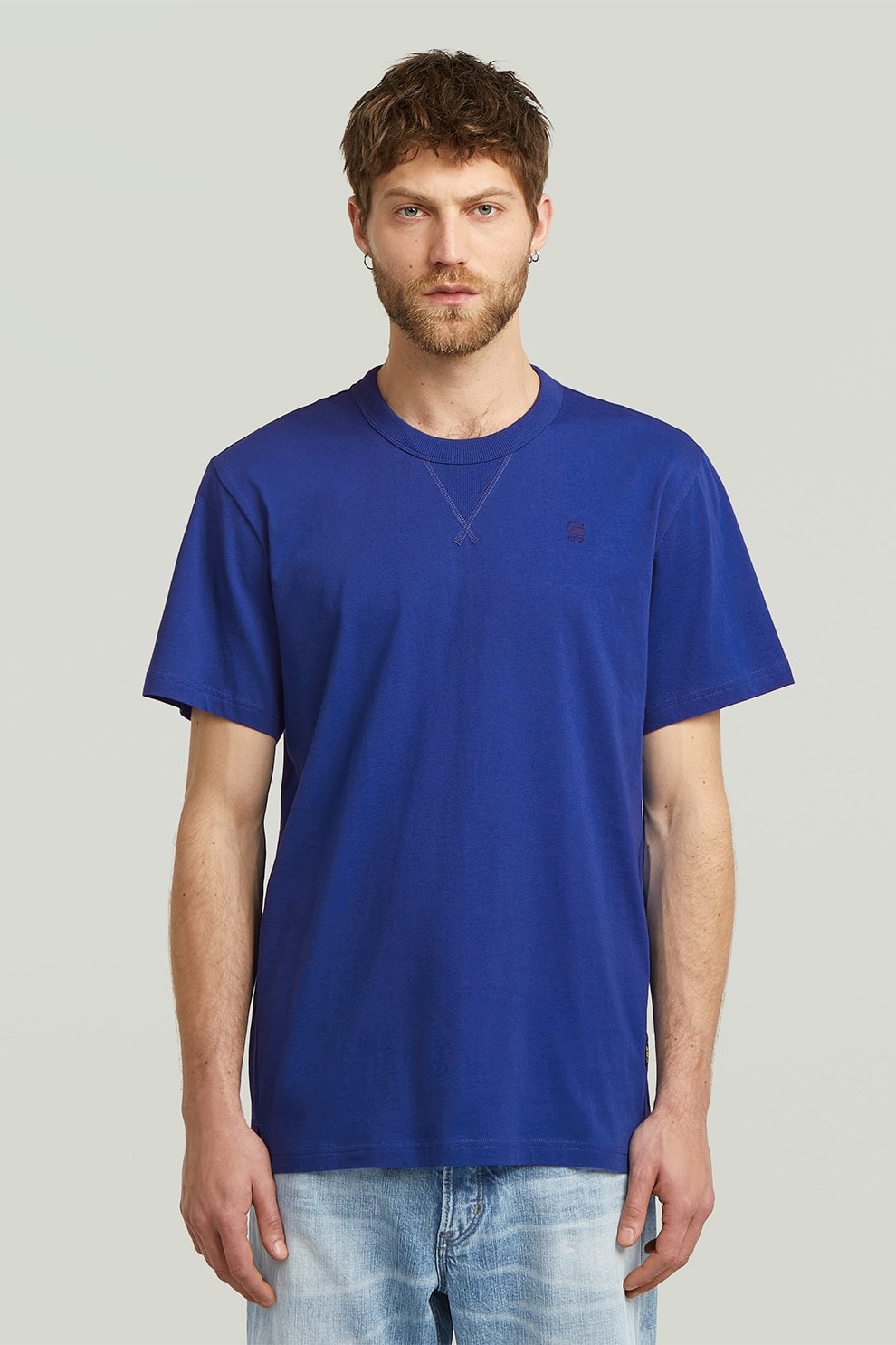 G-STAR, Tricou de bumbac organic Nifous, Albastru royal, Albastru, M