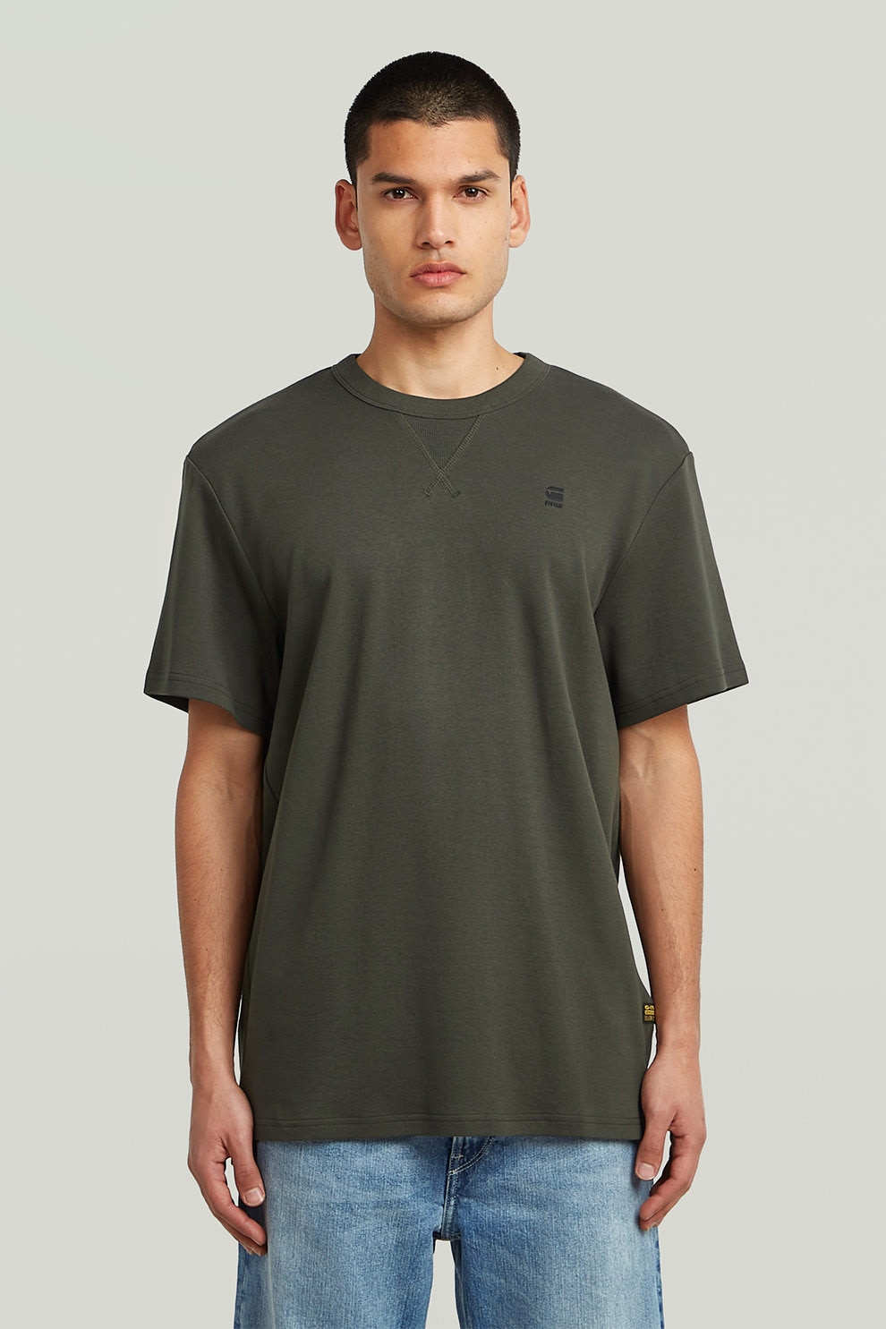 G-STAR, Tricou din bumbac organic Nifous, Gri inchis, L