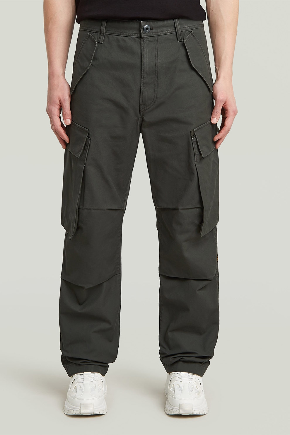 G-STAR, Pantaloni cargo cu talie medie, Gri inchis, W32-L32
