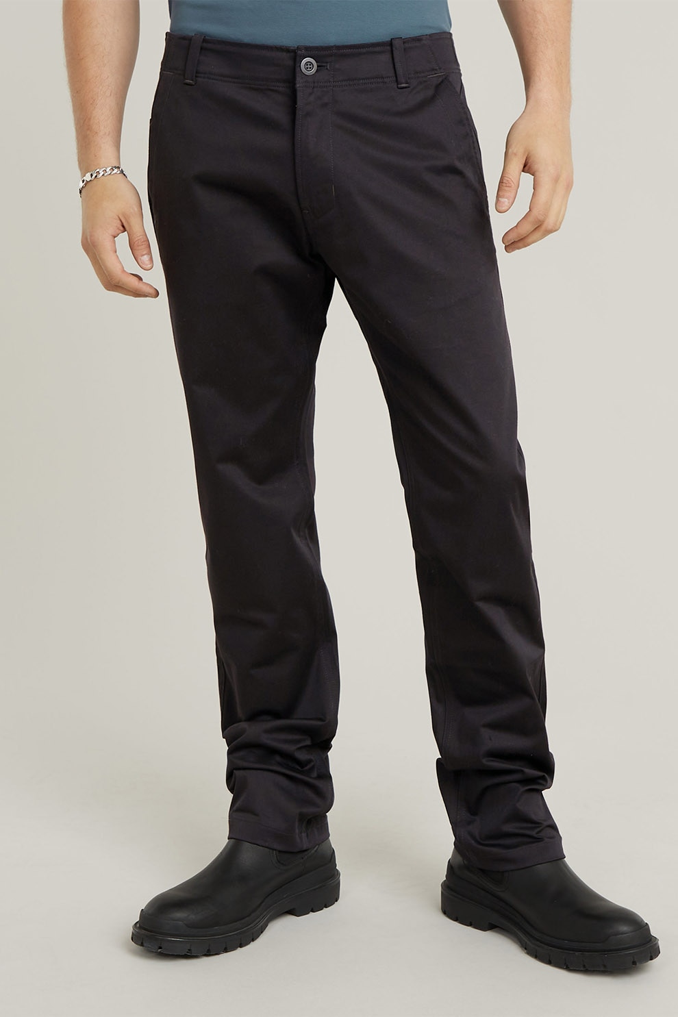 G-STAR, Pantaloni chino cu talie medie, Negru stins, W32-L32