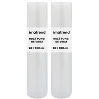Set 2 Role Pungi De Vidat Gofrate, IMA Trend®, 28 x 500 cm, Folie Profesionala Pentru Ambalare Si Conservare Alimente, Compatibile Cu Aparate De Vidat, Material Reutilizabil Si Rezistent, Utilizare Universala, Transparent, Premium