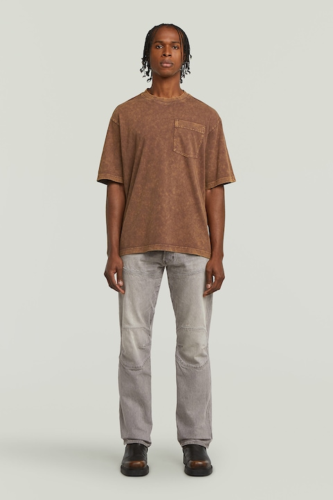 G-STAR, Тениска с овално деколте и джоб, Карамел