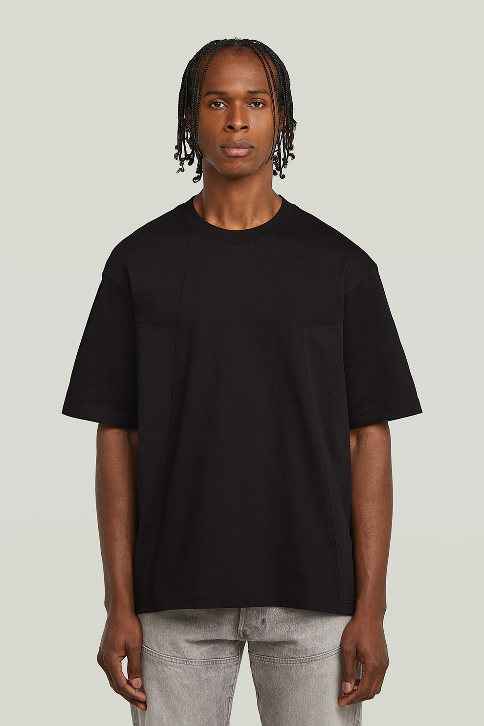 G-STAR, Tricou supradimensionat din bumbac organic, Negru stins, L