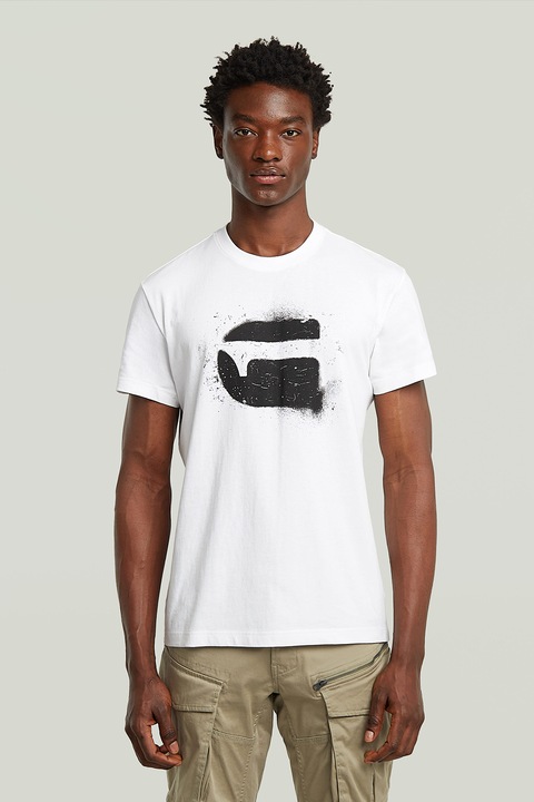 G-STAR, Тениска от органичен памук, Бял