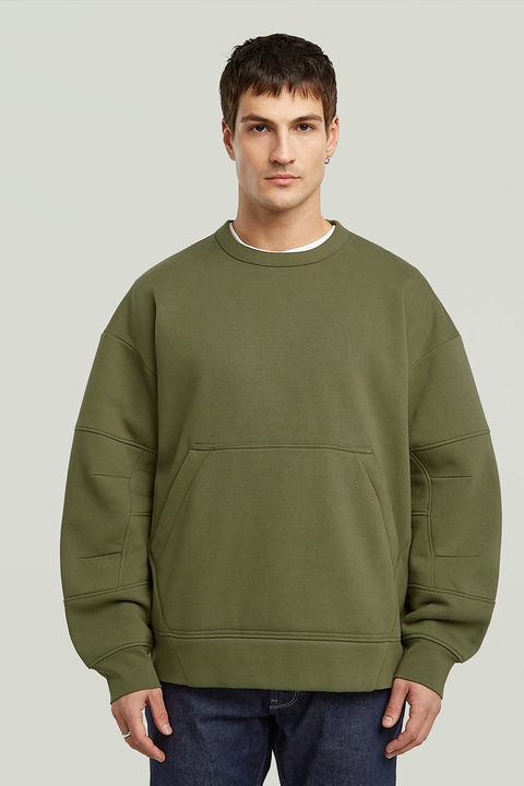 G-STAR, Bluza de trening din amestec de bumbac organic, Verde feriga