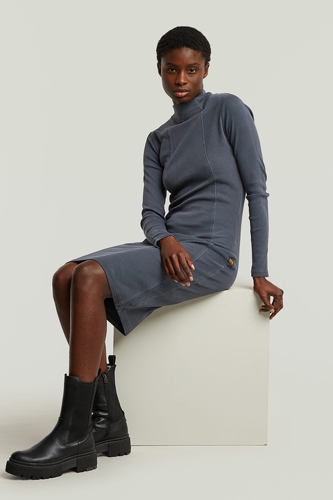 G-STAR, Bodycon fazonú organikuspamut tartalmú ruha, Púderkék