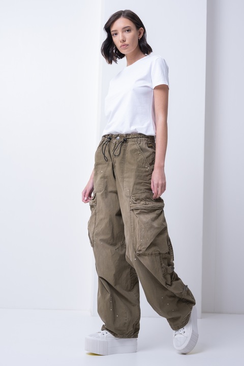 G-STAR, Bő szárú cargo nadrág, Spárgazöld, 28