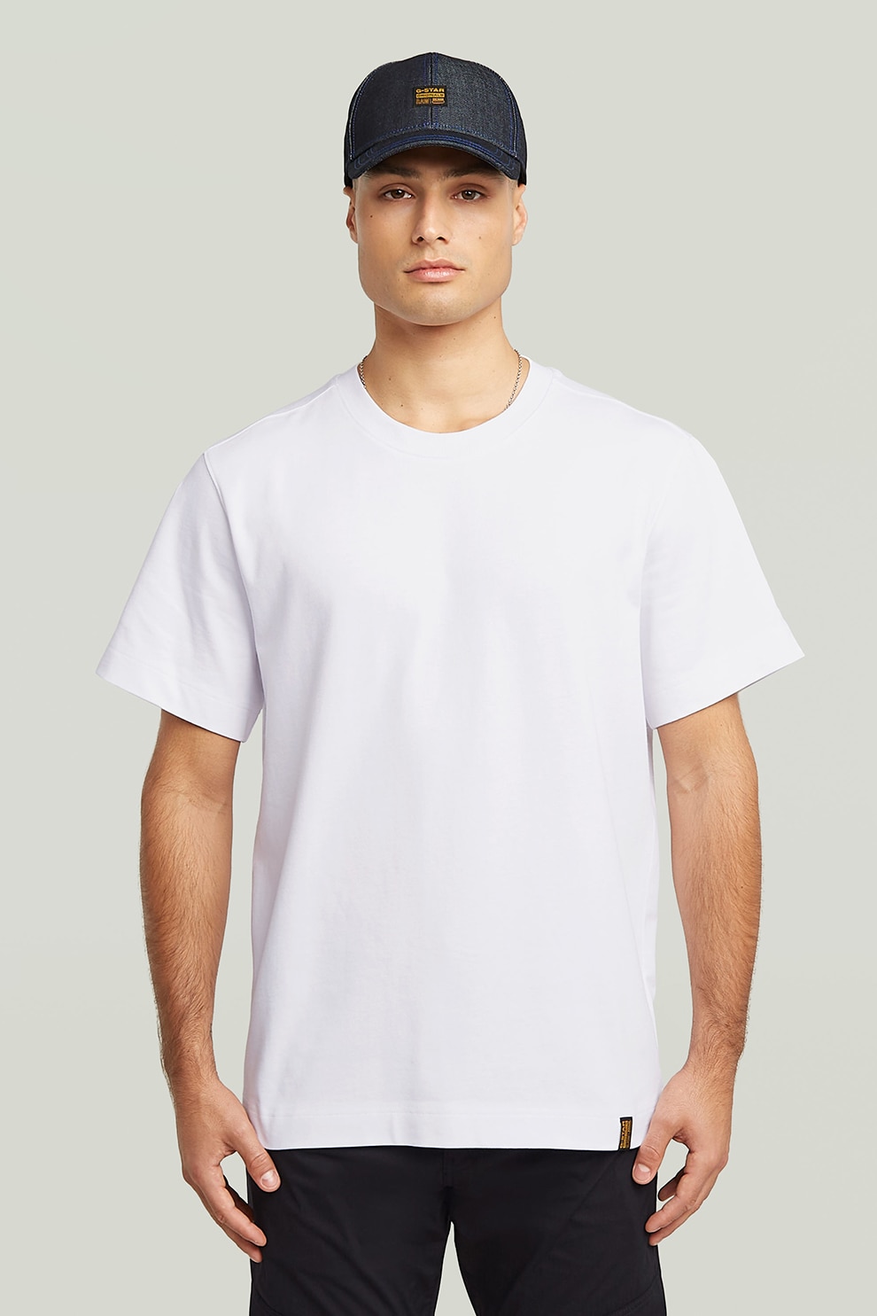 G-STAR, Tricou din bumbac organic cu model uni, Alb optic, XL