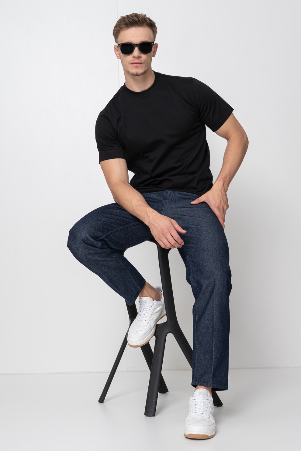 G-STAR, Tricou din bumbac organic cu model uni, Negru, M