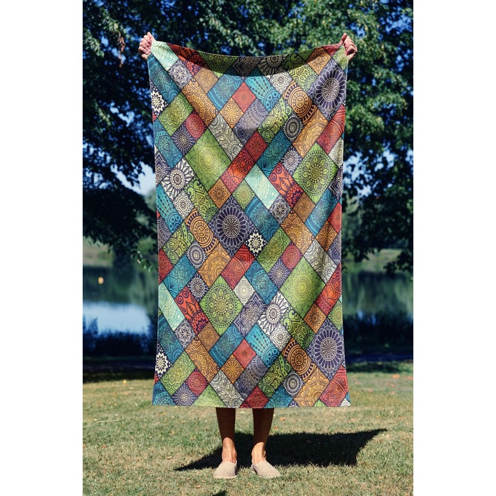 Плажна кърпа COLOUR COTTON, етническа, многоцветна, 90x150 см