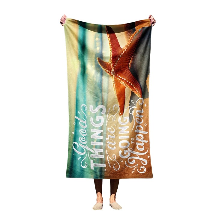 Памучна плажна кърпа, полиестер/полиамид, 90x150 см, многоцветна