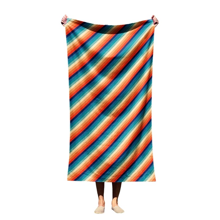 Памучна плажна кърпа, полиестер/полиамид, 90x150 см, многоцветна