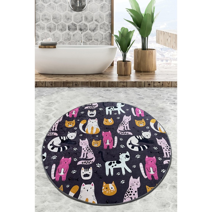 Covoras de baie Colorful Cotton, 200 cm, 100% poliester, antibacterian, non-alunecare, 700 gr/m²