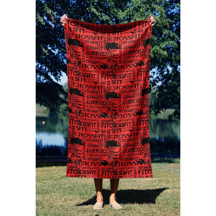 ПАМУЧНА плажна кърпа червена, 90x150 см, 70% полиестер, 30% полиамид