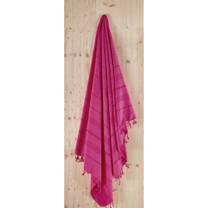 Плажна кърпа COLOUR COTTON Султан, 100% памук, абсорбираща, мека, фуксия, 95x175см