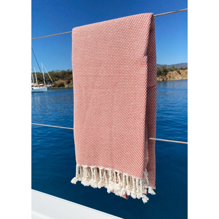 Плажна кърпа, ЦВЕТЕН ПАМУК, 95x190 см, много абсорбираща, модел „пчелна пита“, 1 брой