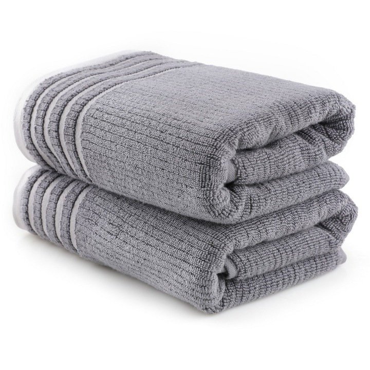 Set prosoape COLOUR COTTON, 100% microcotton, 75x150cm, gri inchis, 2 piese