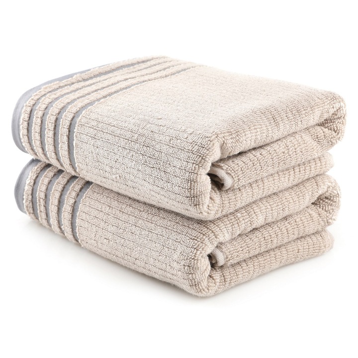 Set prosoape COLOUR COTTON, 100% microcotton, 75x150cm, maro deschis, 2 piese