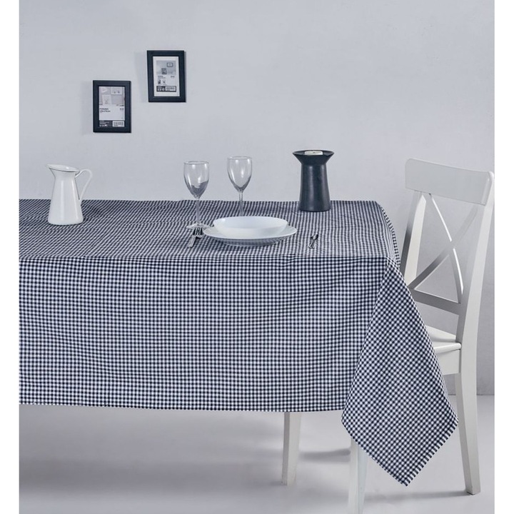 Fata de masa, Hermia Concept, 170x170cm, model carouri, 100% bumbac