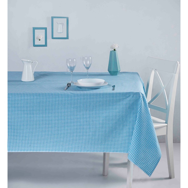 Fata de masa, Hermia Concept, 170x170cm, model carouri, 100% bumbac