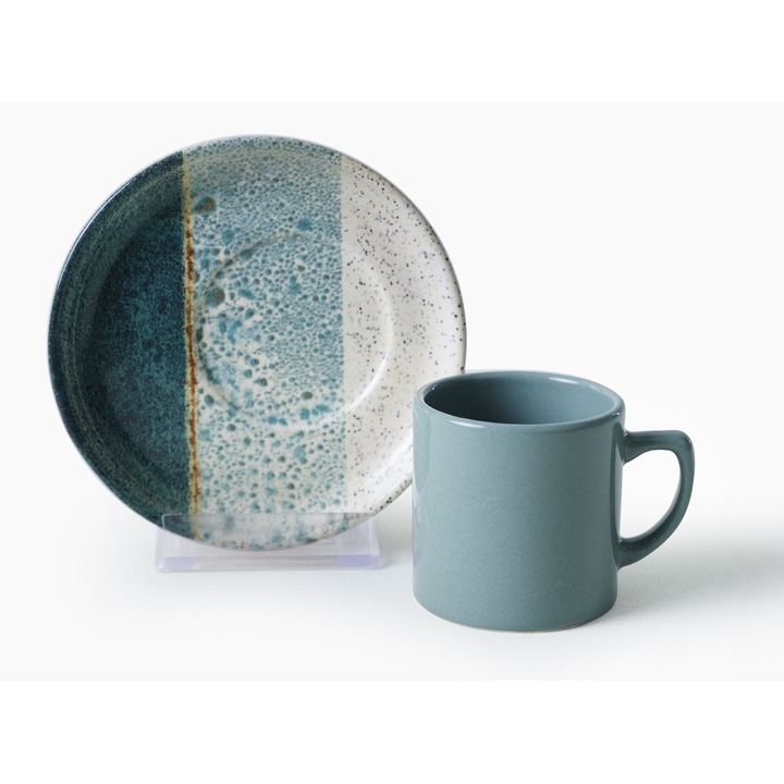 Set cesti de cafea 6 piese, Hermia Concept, ceramica, 110 ml, 6 cm, farfurii 12 cm