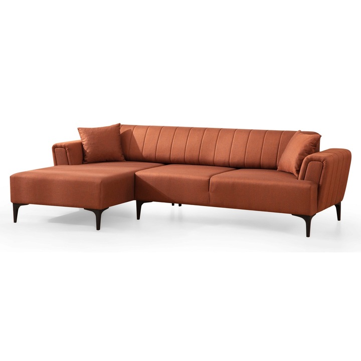 Canapea coltar Woody Fashion, extensibila, maro, 140x95x77cm