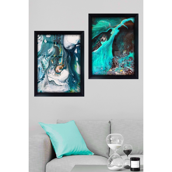 Dekoratív festmények fa keretben, Wallity, 35x45cm, 2 darabos szett, 4 mm-es üveg