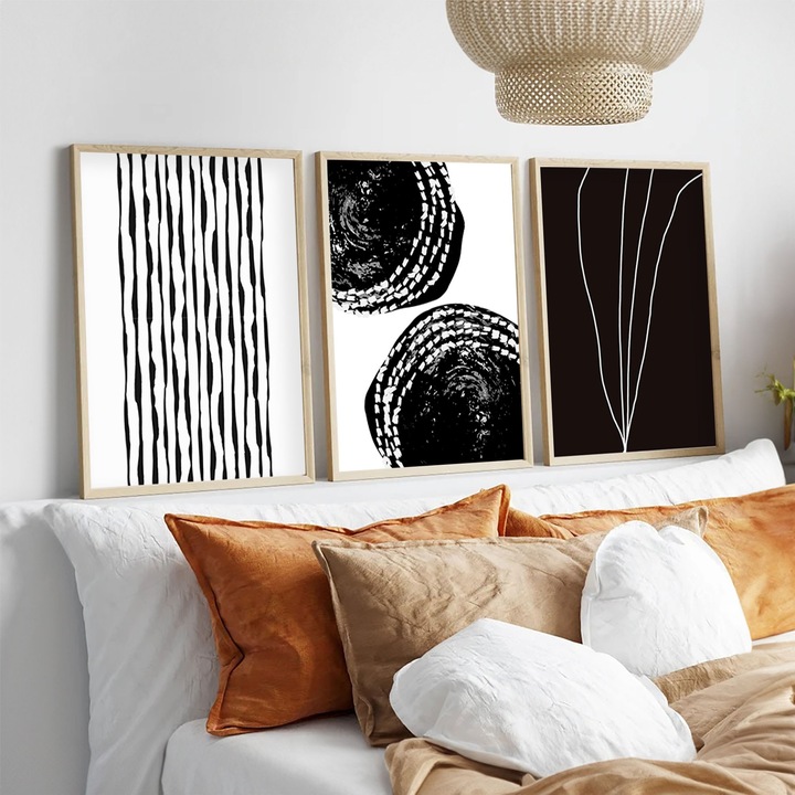 MDF-ből készült, keretezett díszfestmény (3 darabos készlet), Wallity, 50x70cm, tömörfa