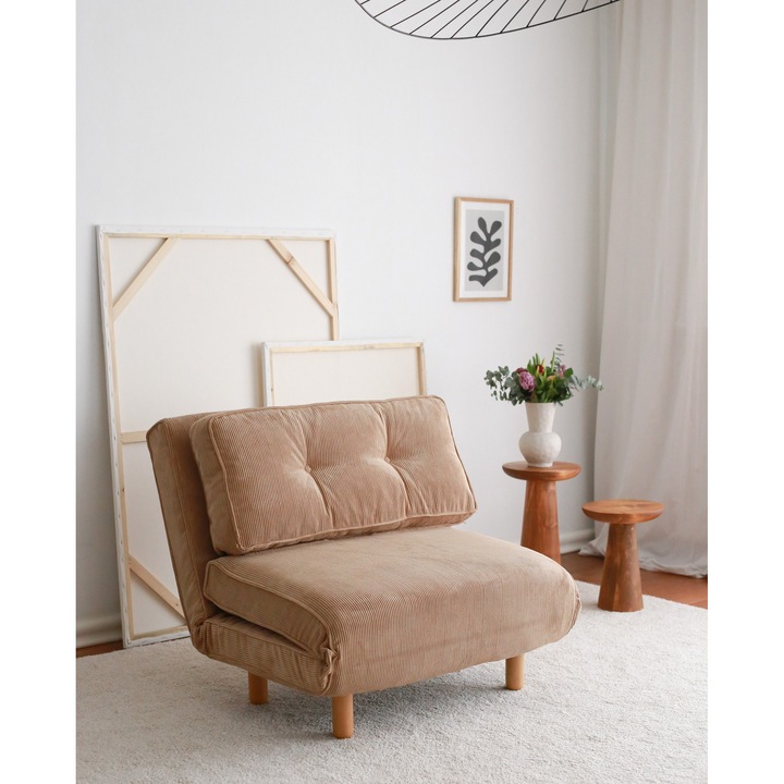 Fotelágy, Woody Fashion, 93x82x90cm, 26cm ülésmagasság, barna