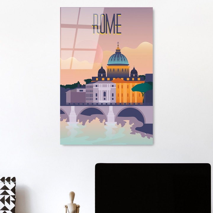 Edzett üvegfestmény, Wallity, 30x45cm, tartós nyomat