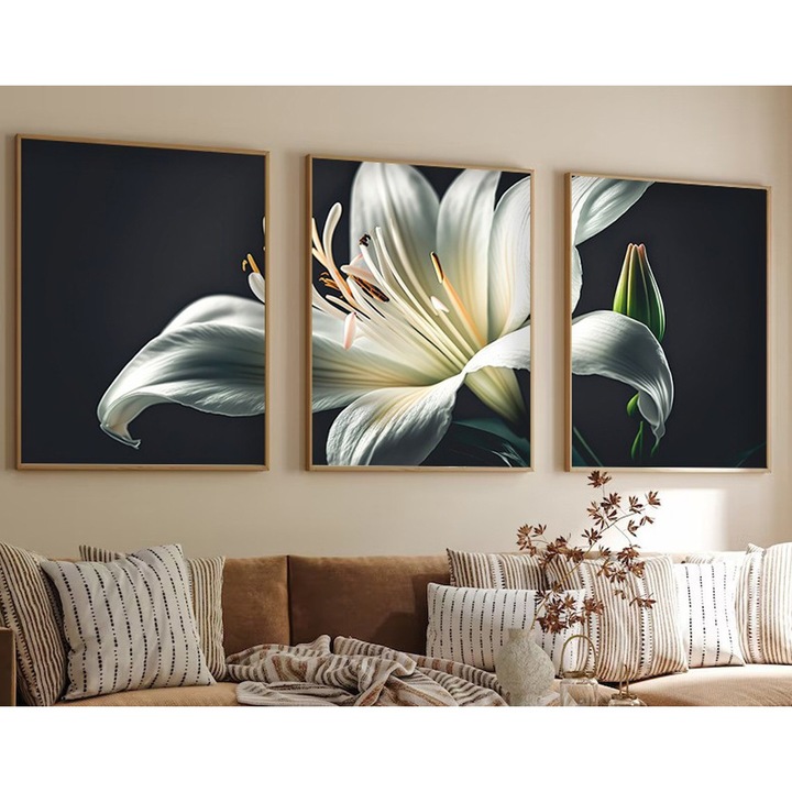 MDF-ből készült, keretezett díszfestmény (3 darabos készlet), Wallity, 50x70cm, tömörfa