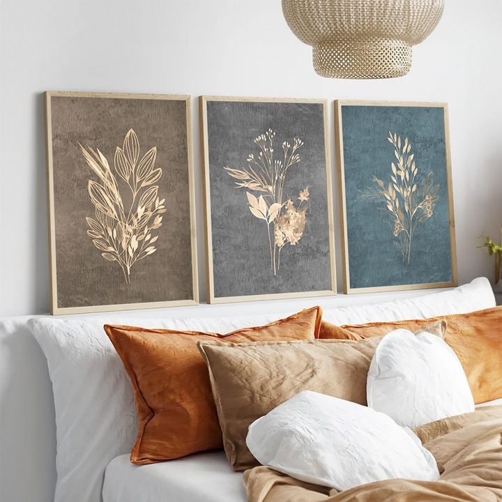 MDF-ből készült, keretezett díszfestmény (3 darabos készlet), Wallity, 50x70cm, tömörfa