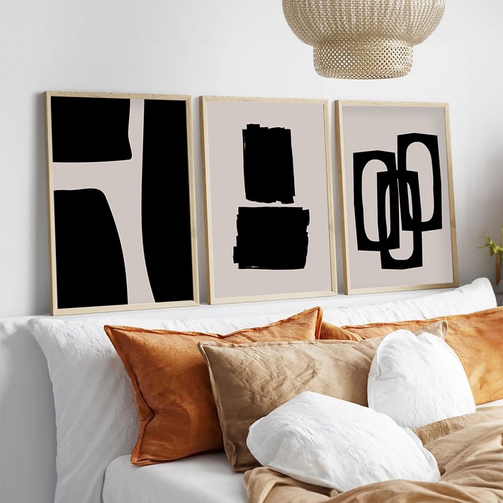 MDF-ből készült, keretezett díszfestmény (3 darabos szett), 50x70cm, tömörfa