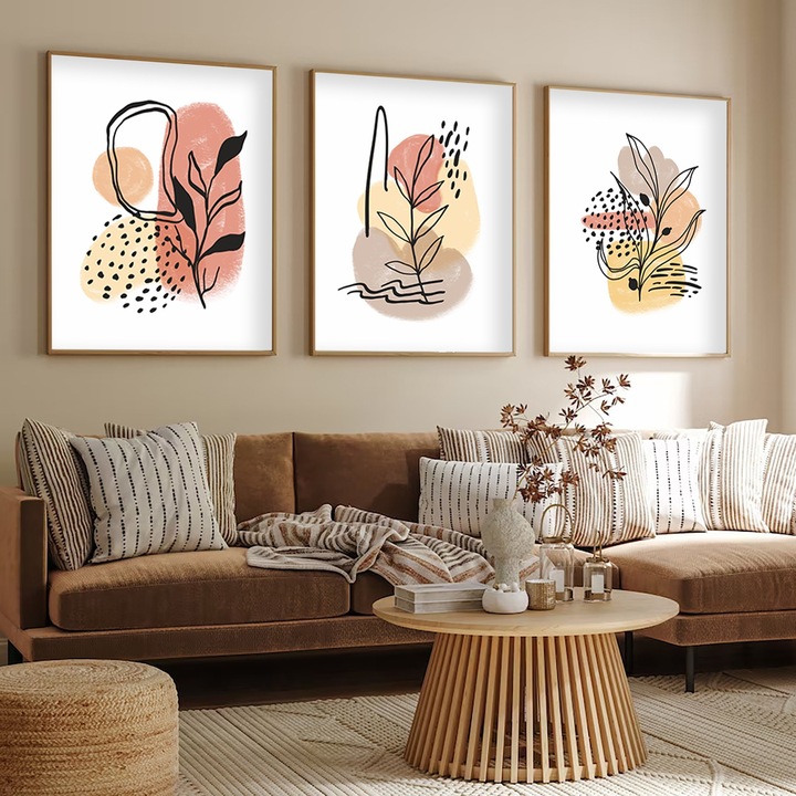 Dekoratív festmények, Wallity, 30x40cm, 3 darabos szett, MDF, tömörfa