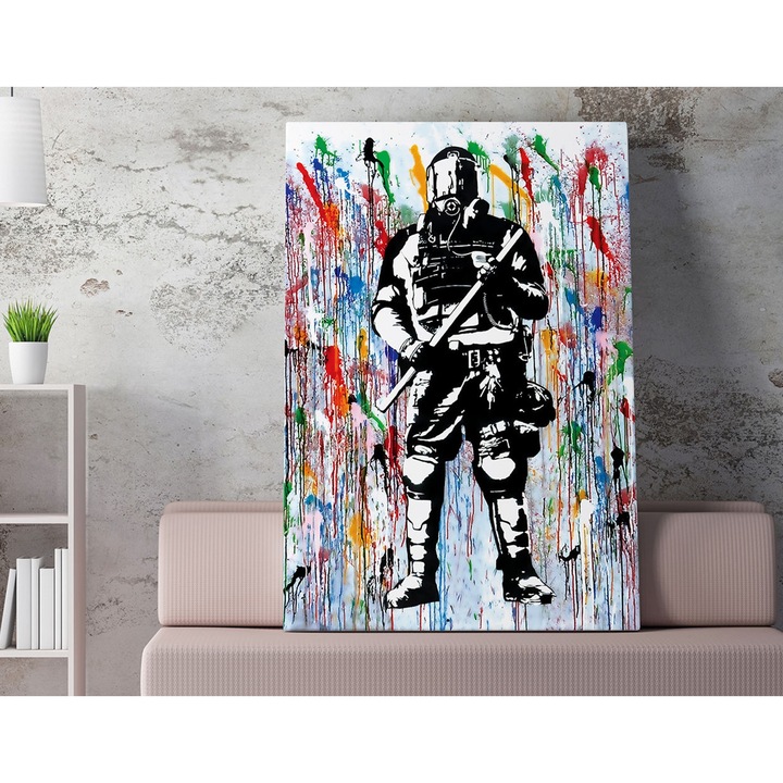 Dekoratív festmény, Wallity, Banksy, 70x100cm, 50% pamut / 50% poliészter