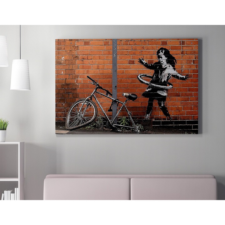 Dekoratív festmény, Wallity, Banksy, 70x100cm, 50% pamut/50% poliészter, fa keret 2x3cm