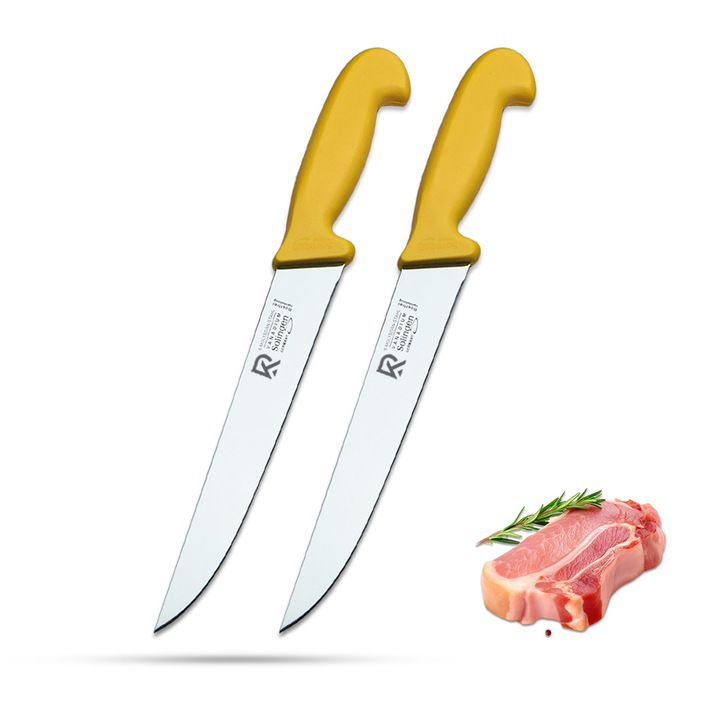 RKA Set 2 Cutite de Bucatarie 20 cm Solingen – Cutit de macelar, cutit de bucatar, cutit de sacrificare – Otel German 1.4116